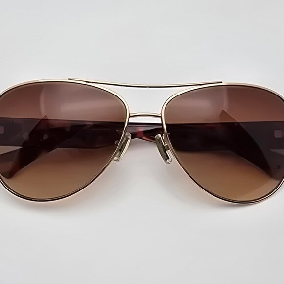 Coach HC7049 L944 Olivia Gold Tortoise Frame Brown Gradient Aviator Sunglasses - Picture 11 of 15